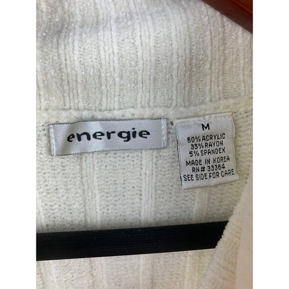Energie Womens White Ribbed Turtleneck Sweater Size M Acrylic/Rayon/Spandex - Picture 4 of 5